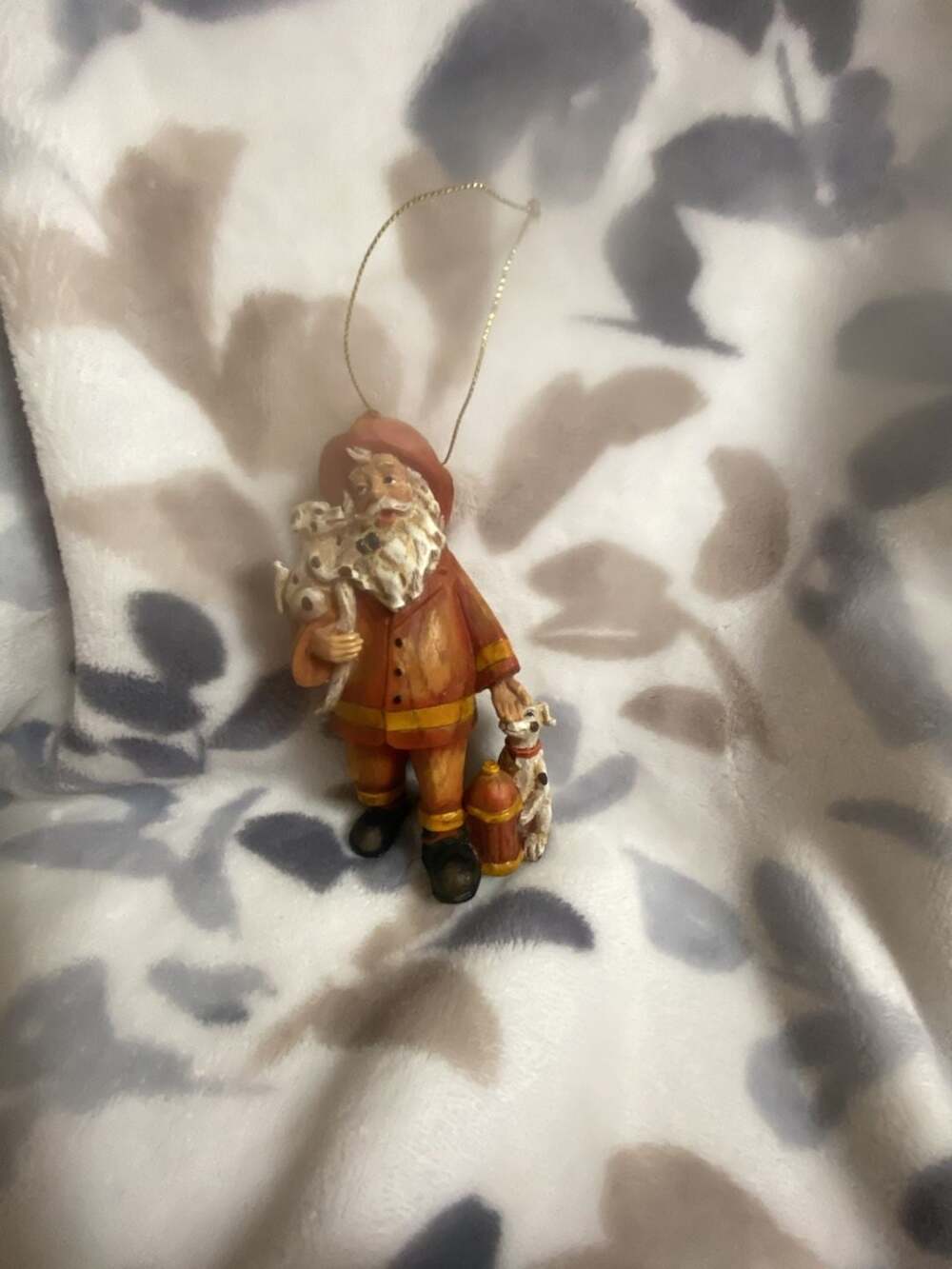 Firefighter Santa Claus With Dalmatians Christmas Ornament